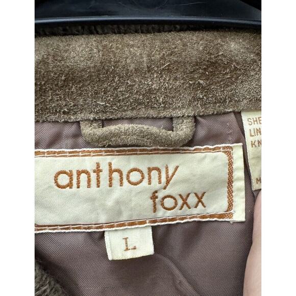 Men's Vintage 80s Anthony Foxx Tan Suede Leather Zip Up Knit Hybrid Jacket Sz L - Picture 6 of 6